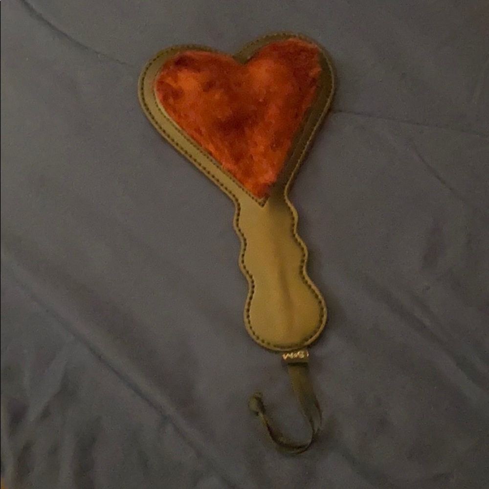 Velvet heart shaped spank paddle